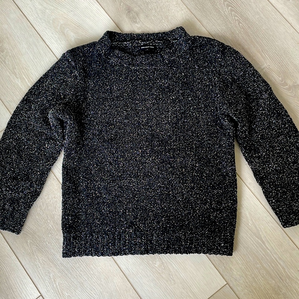 WHO WHAT WEAR BLACK AND SILVER THREAD SWEATER, Size SMALL